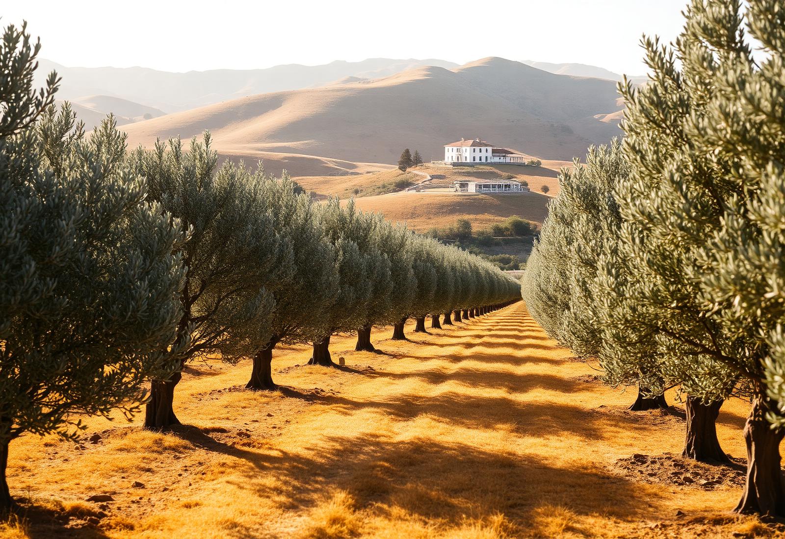 Olive grove in Andalusia at golden hour